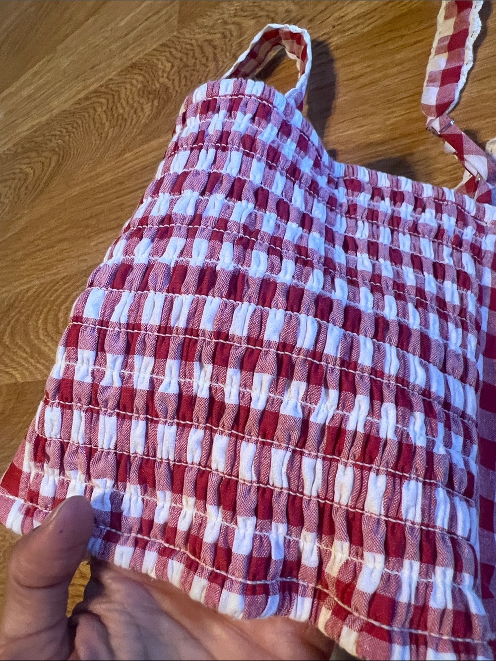 Moa Moa Red & White Gingham Tie-Front Crop Top - Picture 5 of 6
